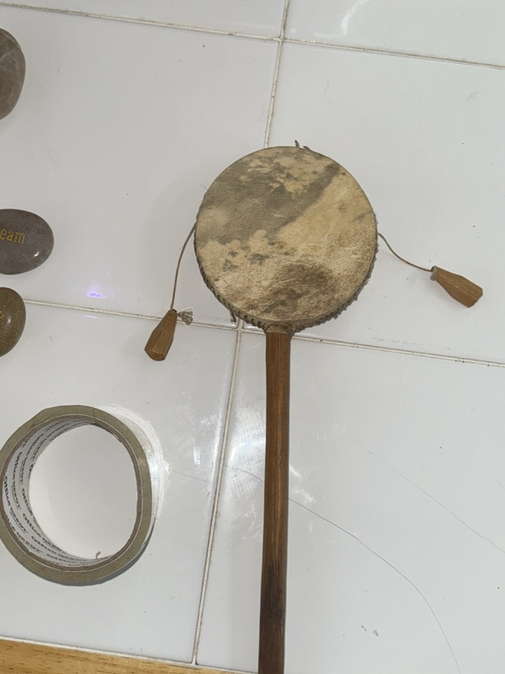 Traditional Hand Drum Rattle - Brown